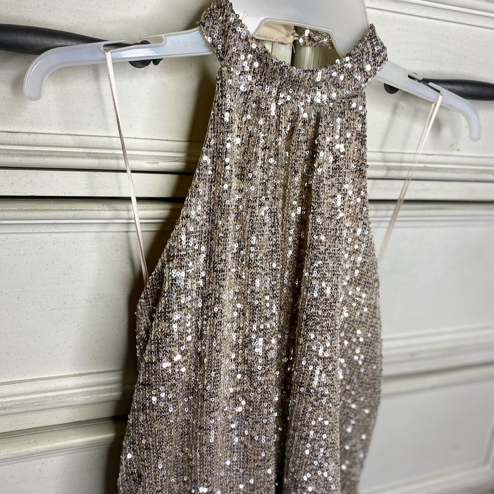 Cream Sequin Collar neck Body suit